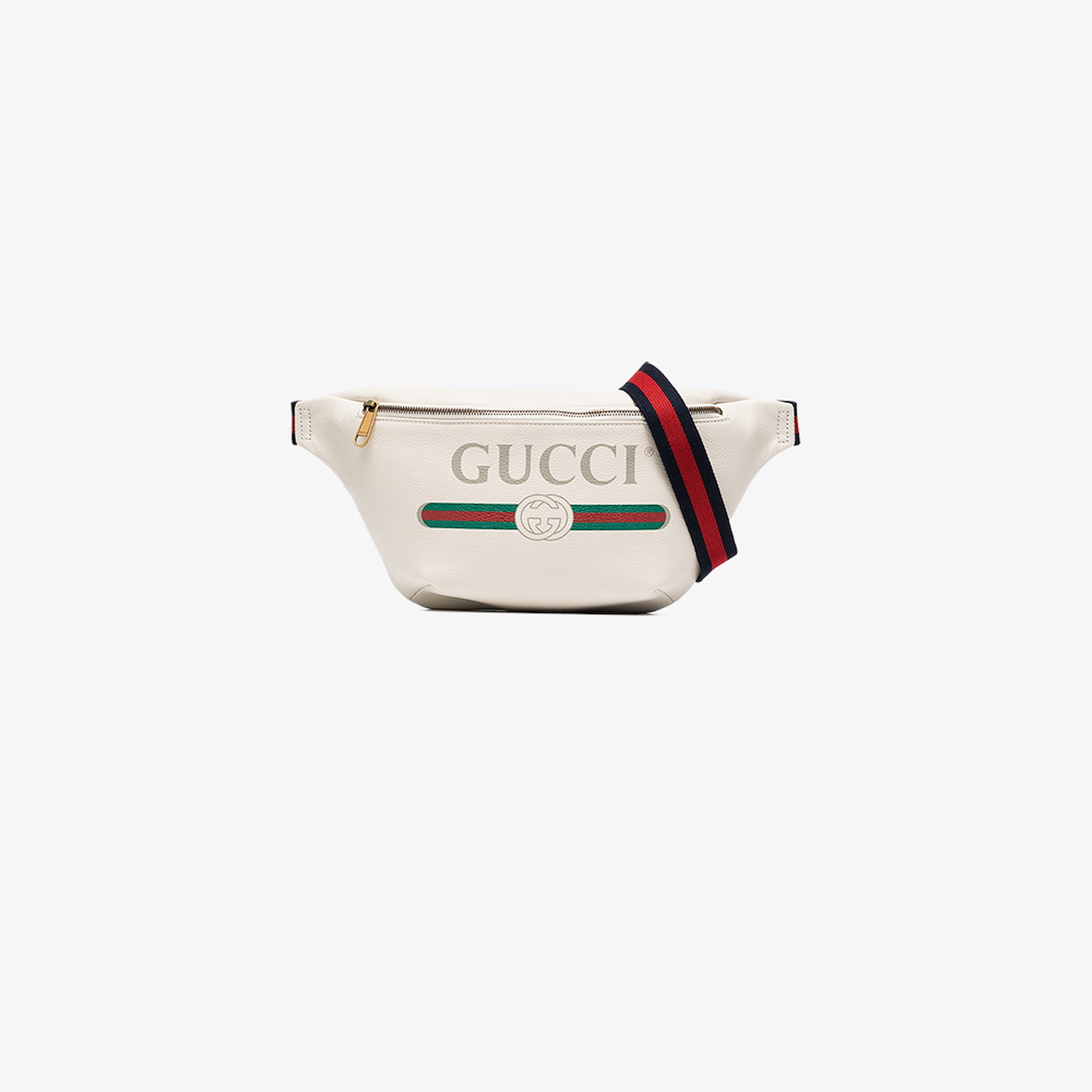 Gucci White Print Leather Belt Bag Browns