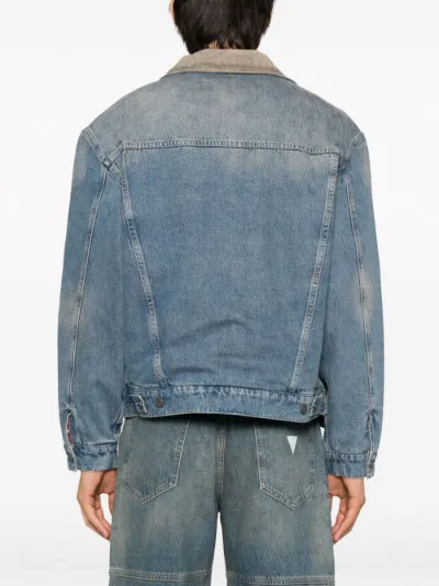 Denim jacket with hot sale suede collar