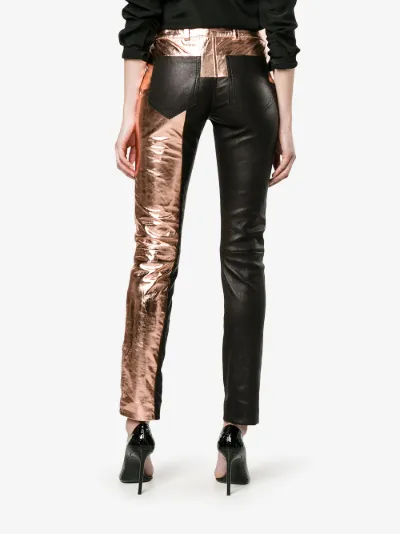 gold leather trousers