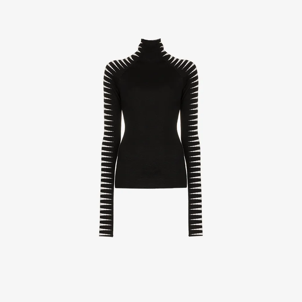 Haider Wool Striped Sleeve Ackermann Knit silk Turtleneck Blend 4wqa14r