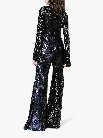 flared sequin jumpsuit