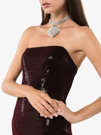 strapless sequin midi dress
