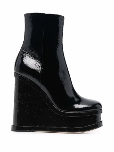 leather wedge bootie