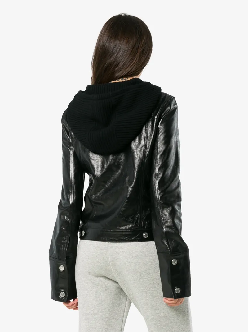 Helmut Lang Hooded Leather Jacket Jackets Browns Helmut Lang Hooded Leather Jacket
