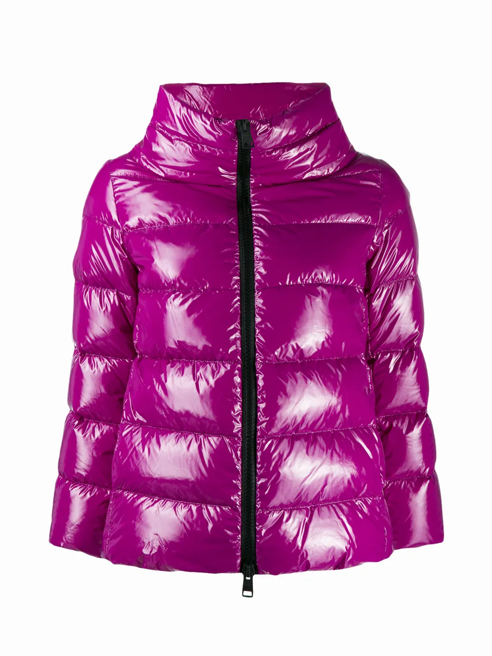purple cropped puffer jacket