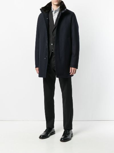 tailored coat with fur collar