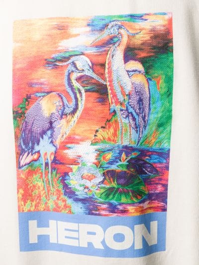 heron bird slogan print hoodie