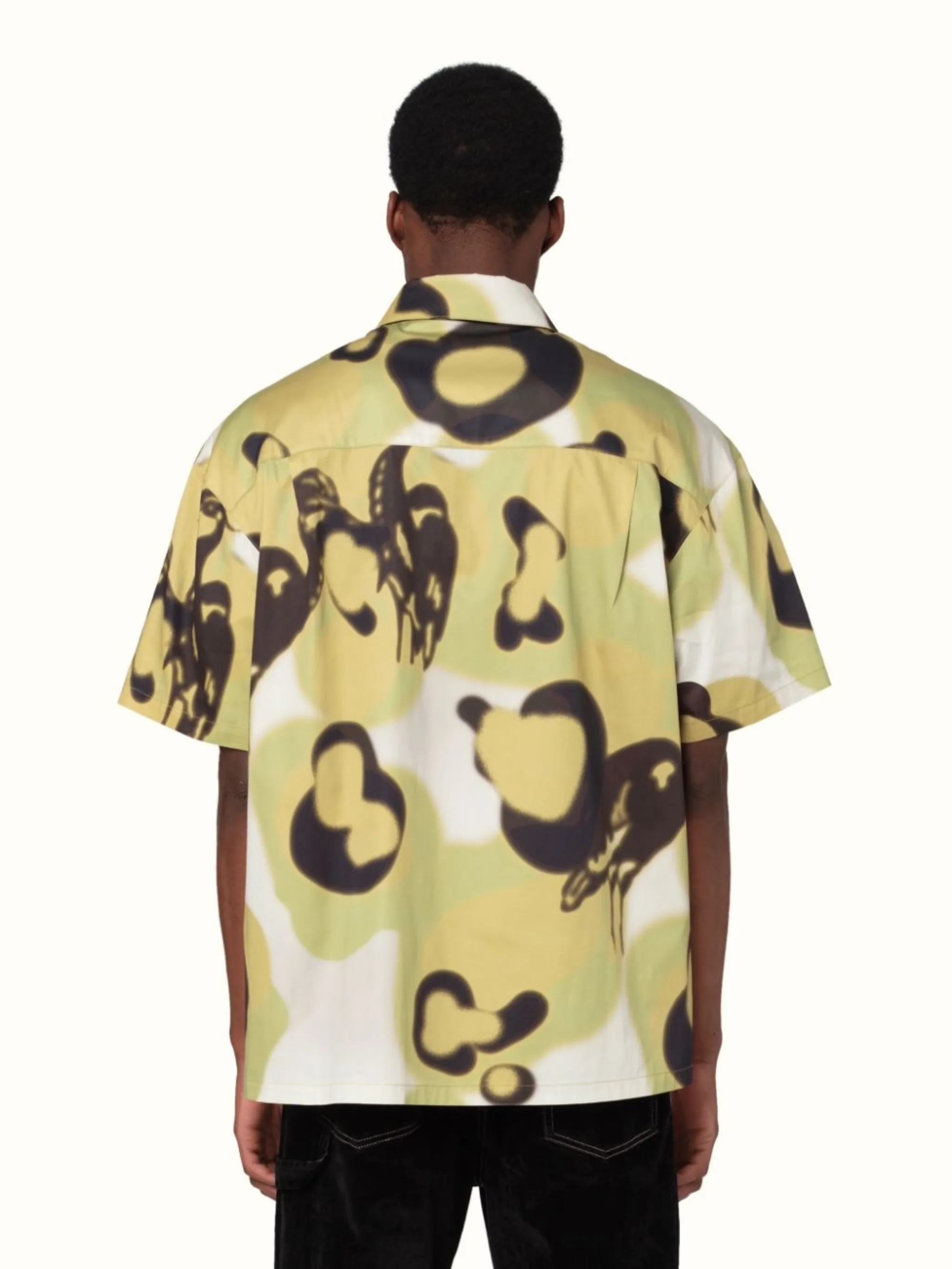 camouflage print bowling shirt