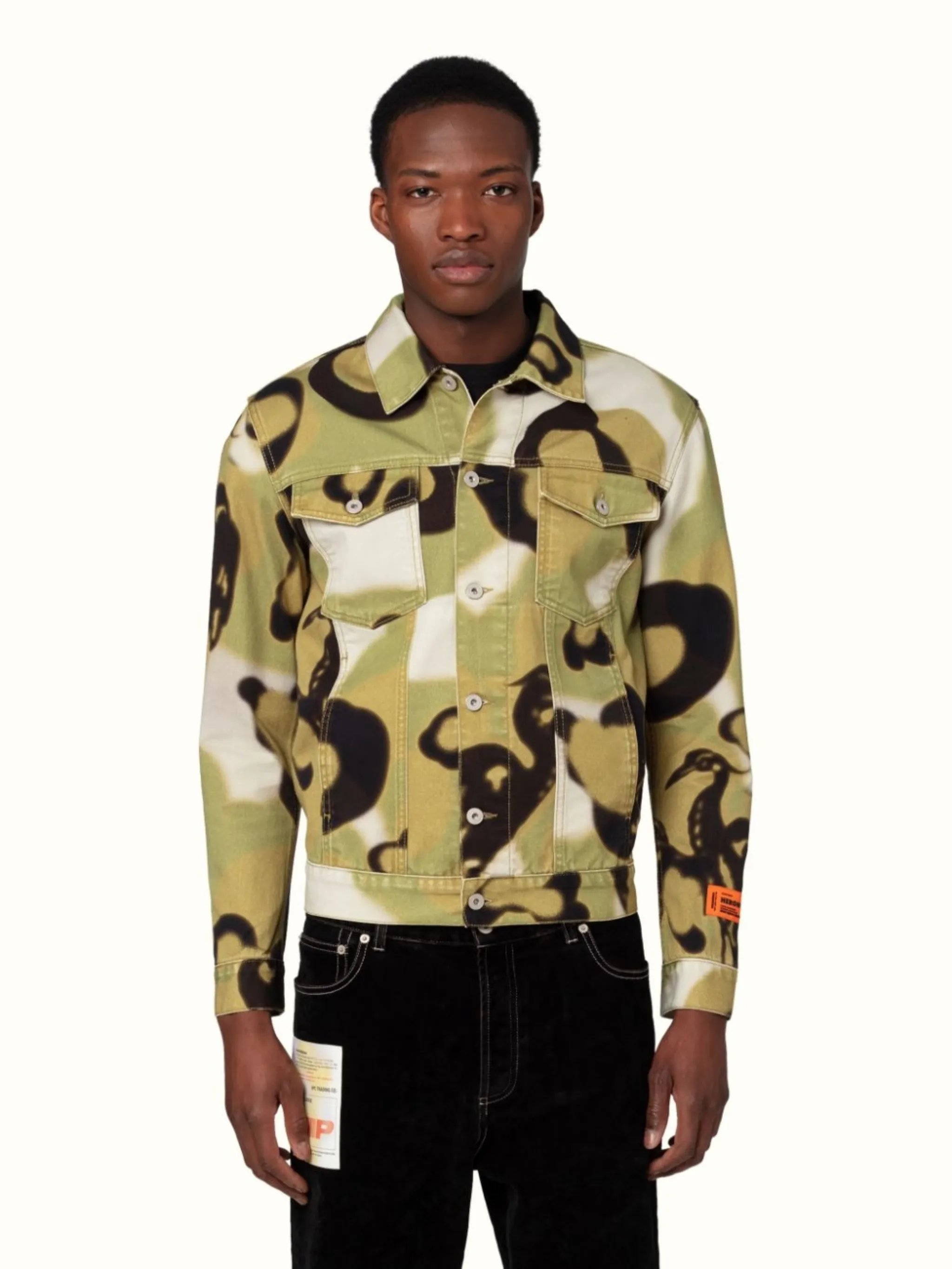 camouflage-print denim jacket