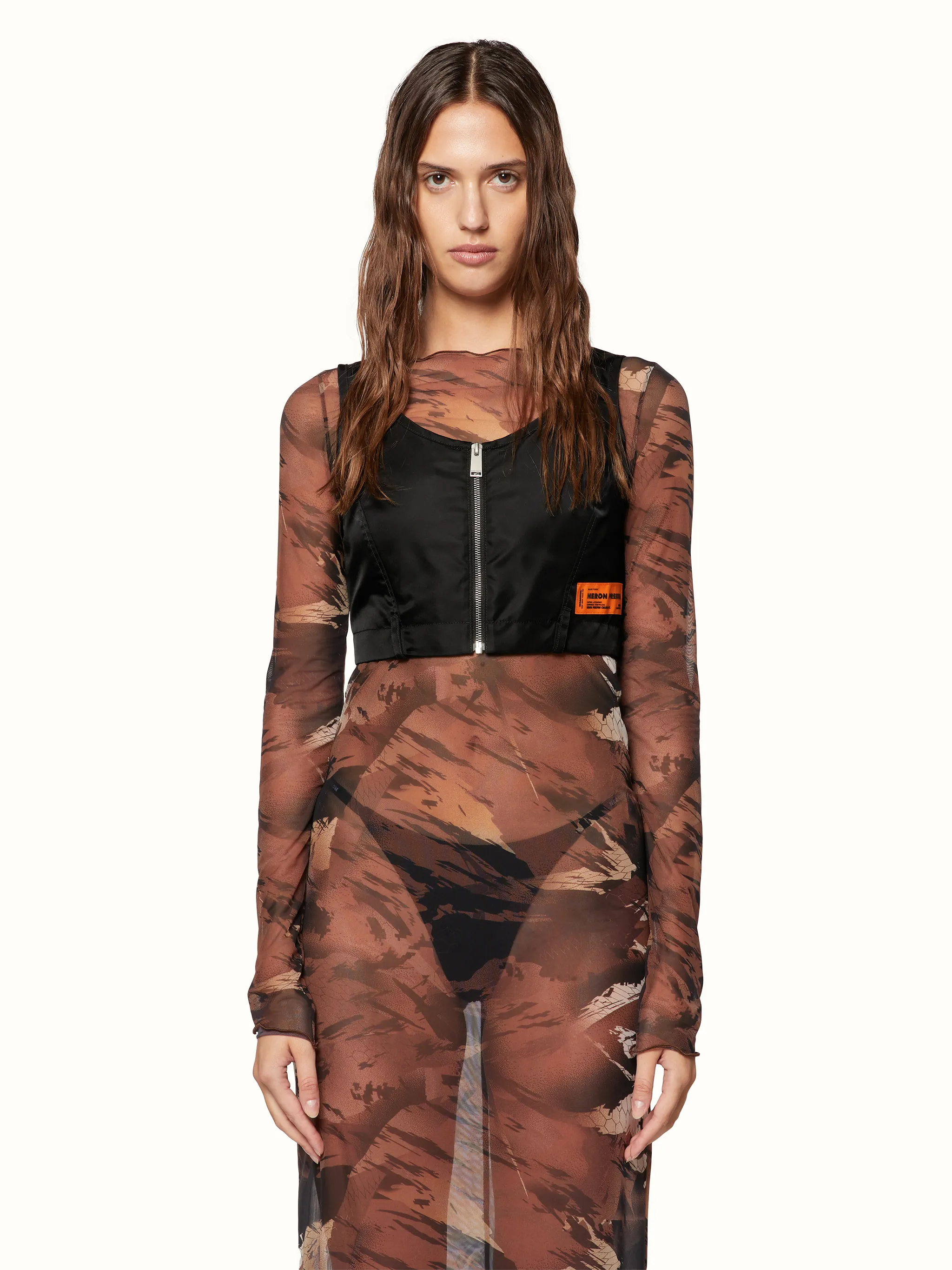 EX-RAY NYLON ZIP-UP TOP