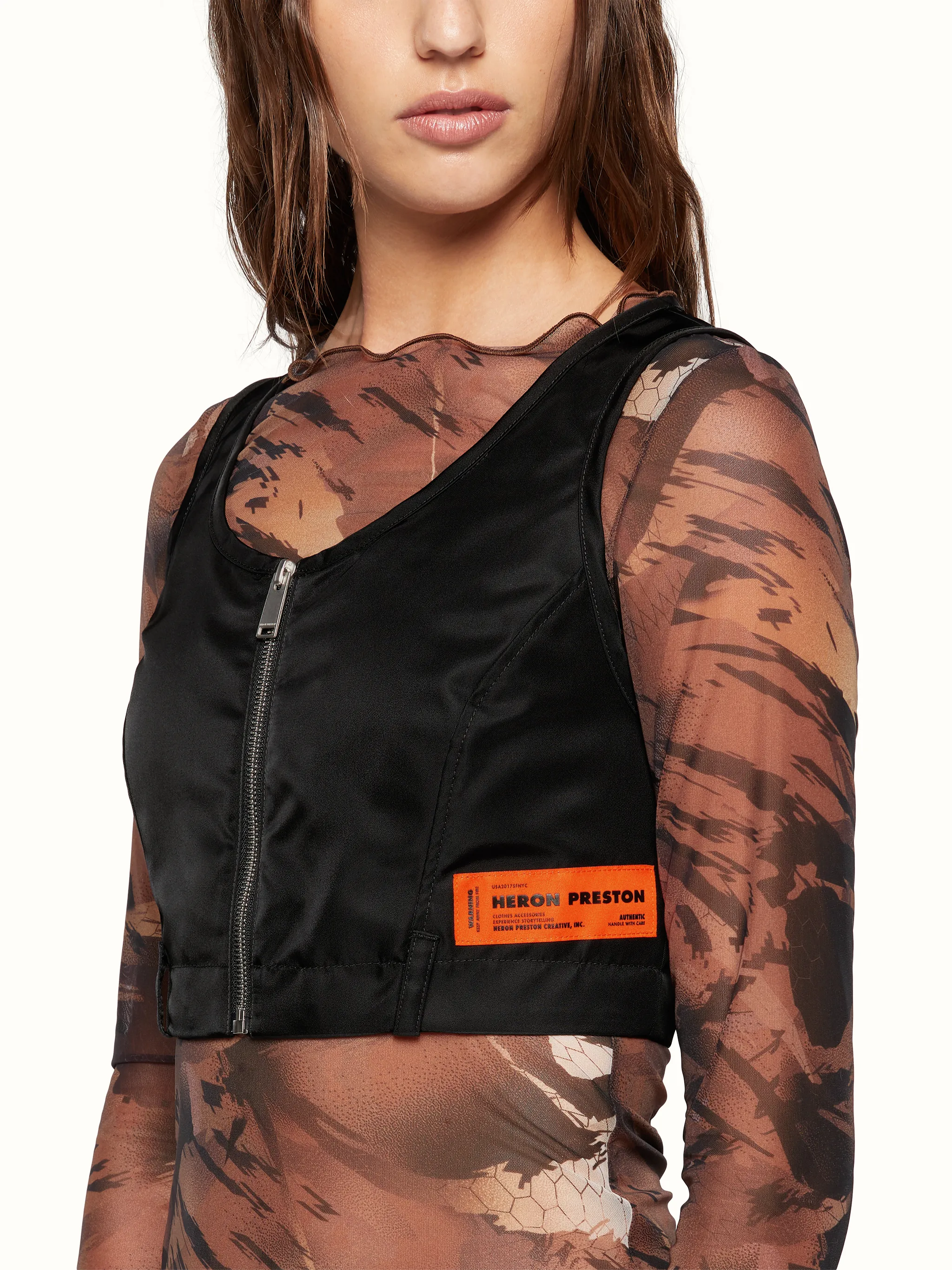 EX-RAY NYLON ZIP-UP TOP
