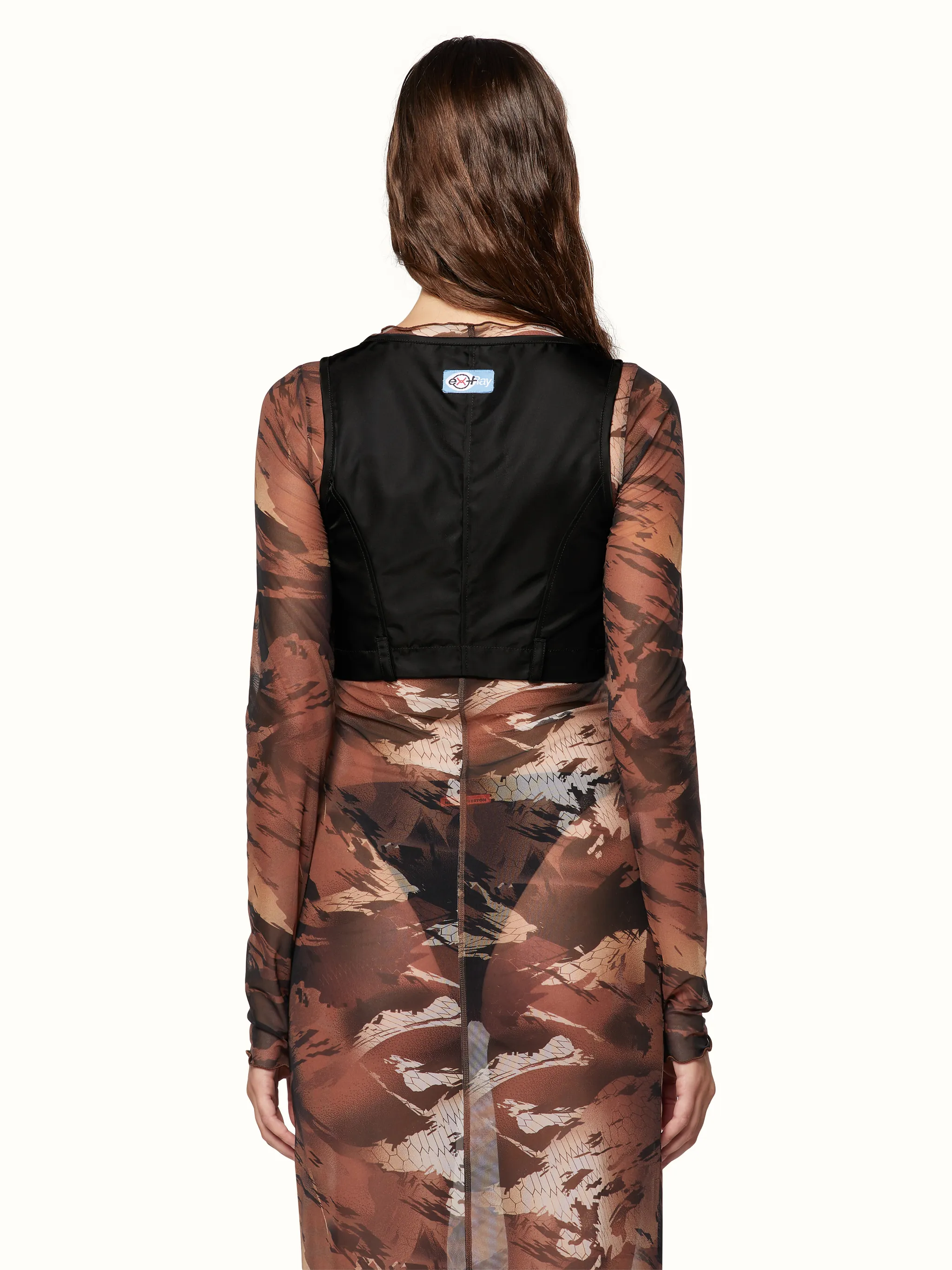 EX-RAY NYLON ZIP-UP TOP