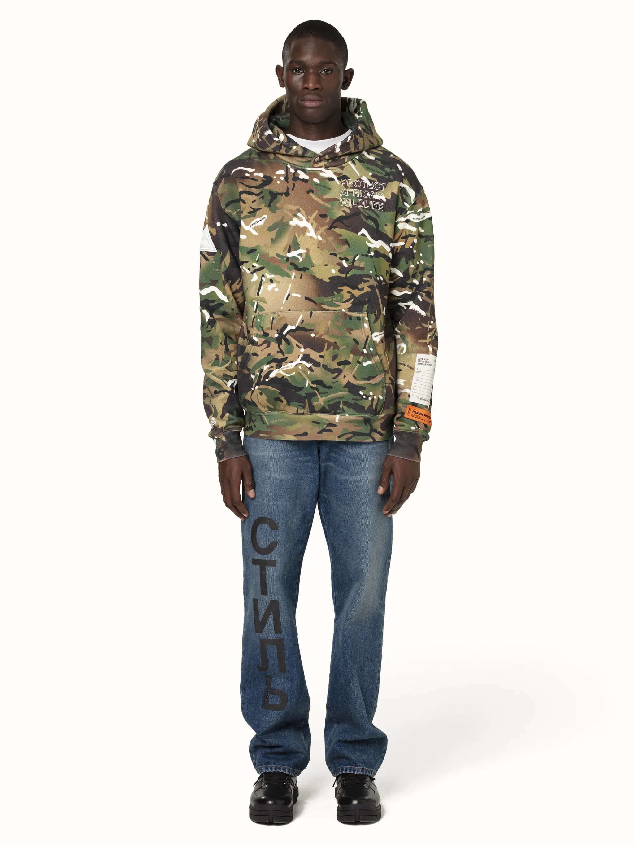 heron preston camo hoodie