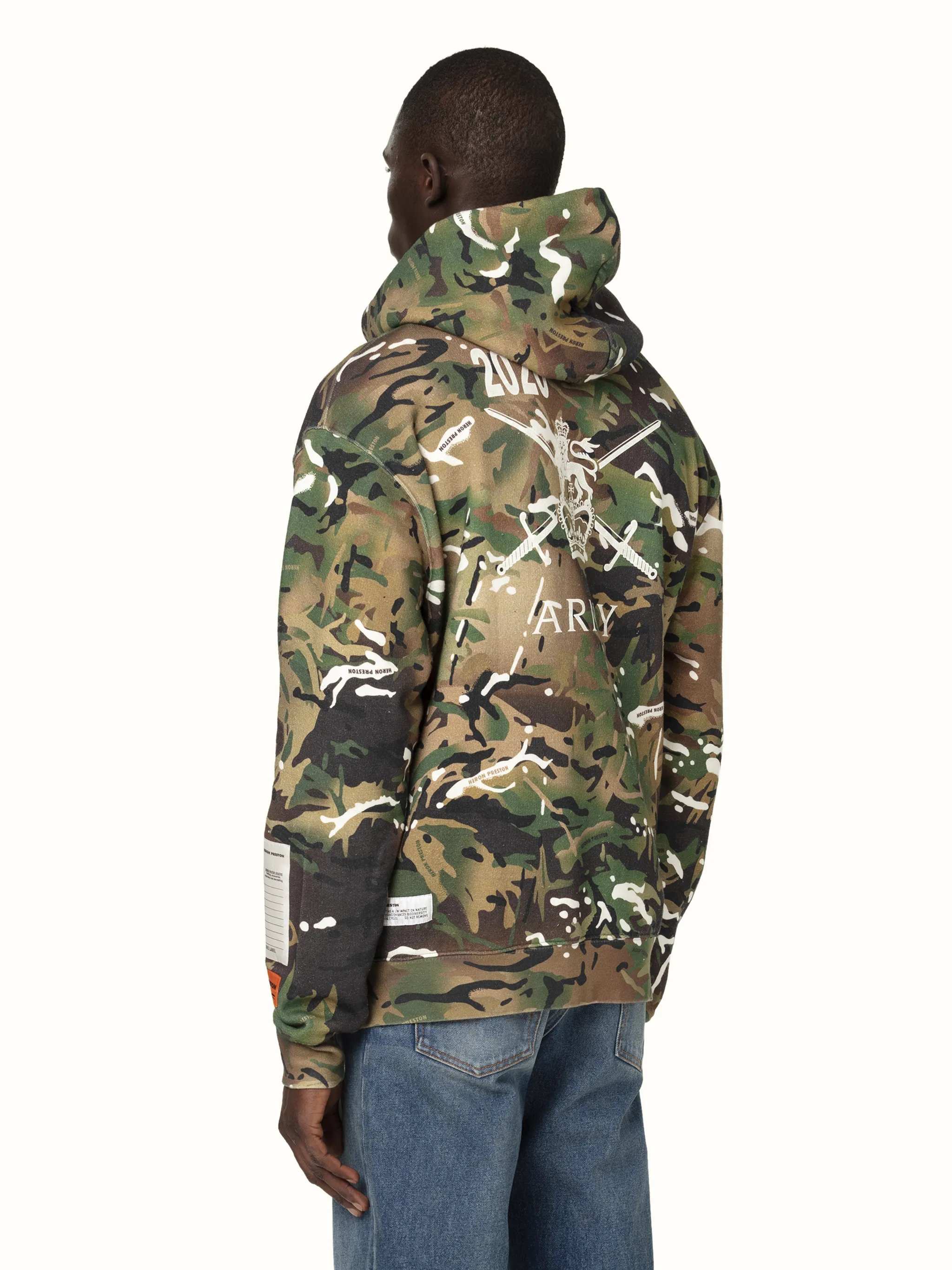 heron preston camo hoodie