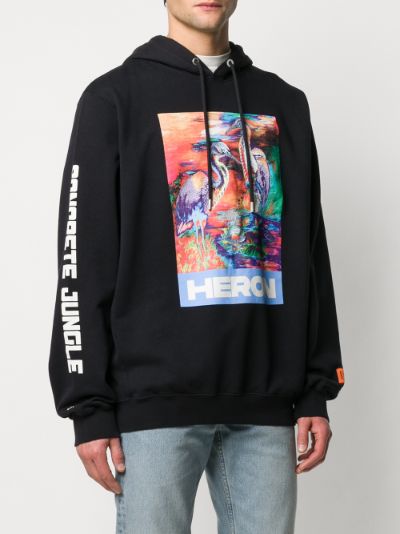 heron bird slogan print hoodie