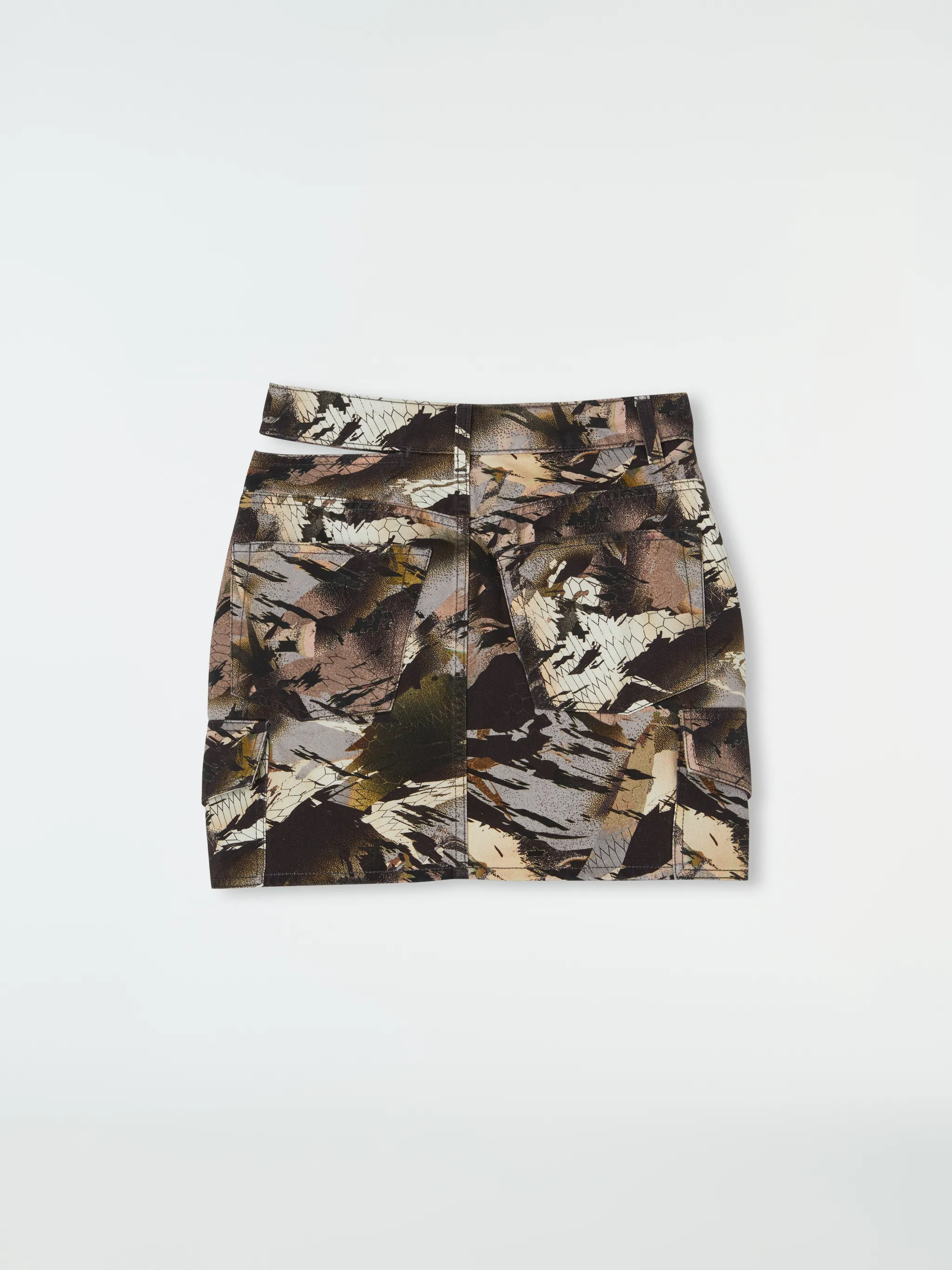 OPEN SIDE BELT CAMO SKIRT