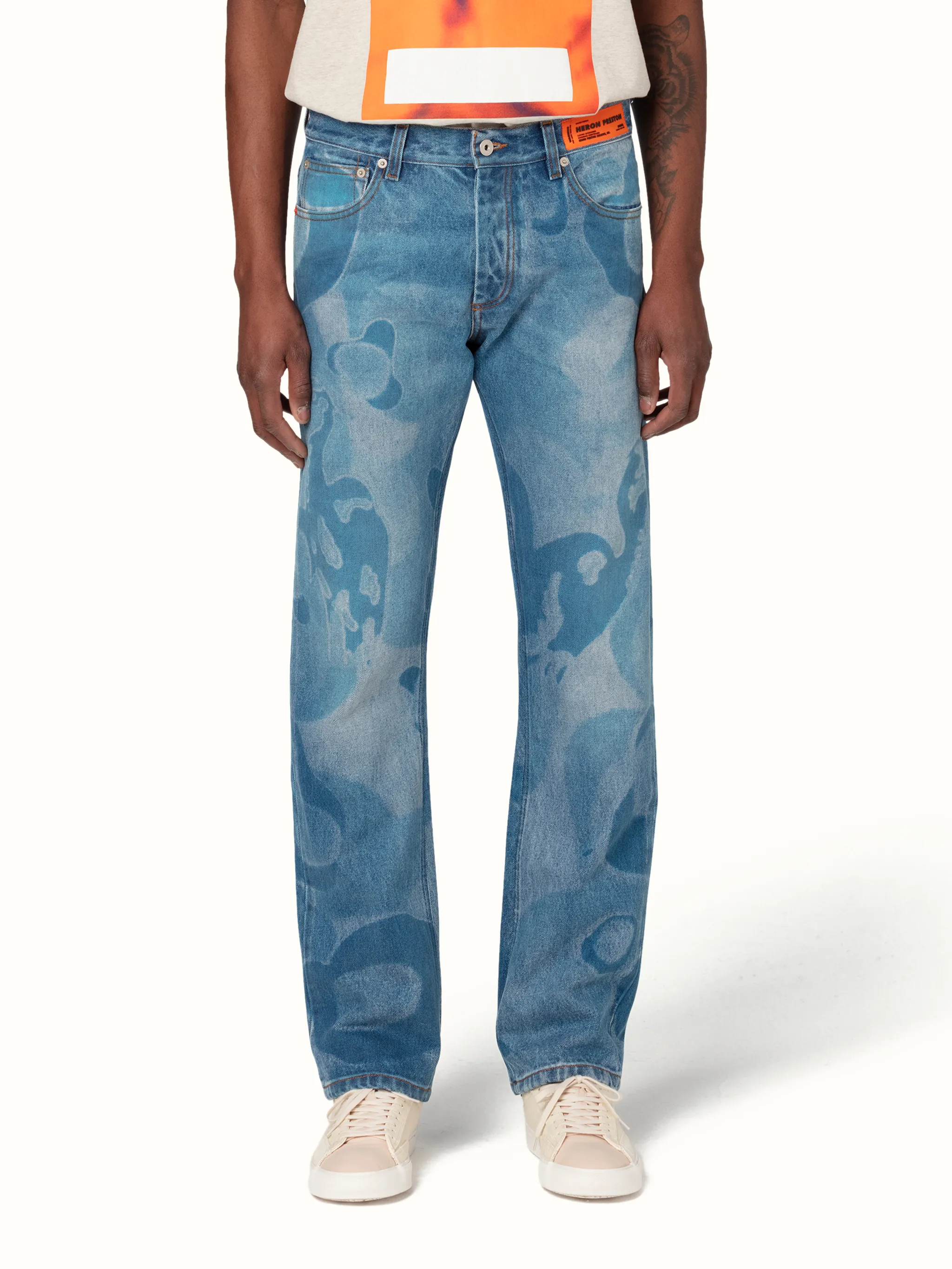 SLIM FIT DENIM CAMOU PANTS