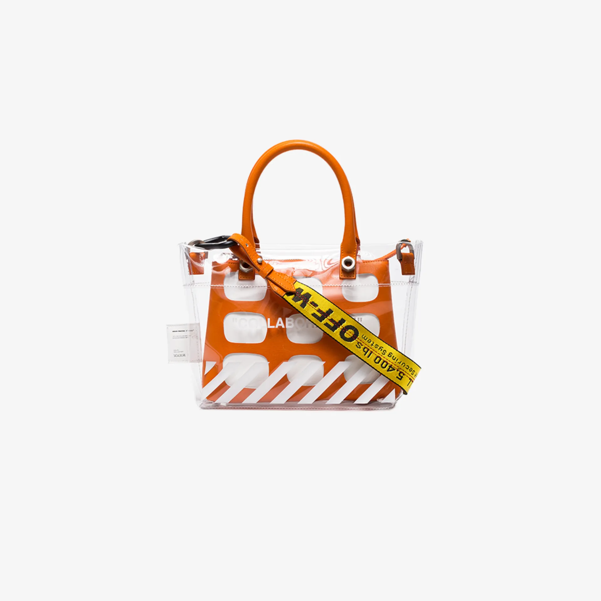 off white clear tote bag