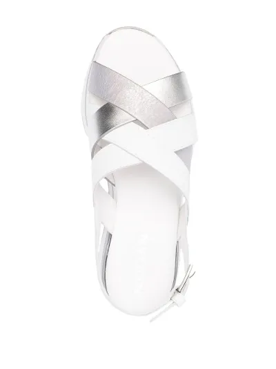 white cross strap sandals