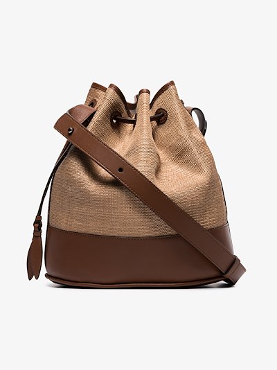 Brown Large Raffia Drawstring Bucket Bag Brown Large Raffia Drawstring Bucket Bag