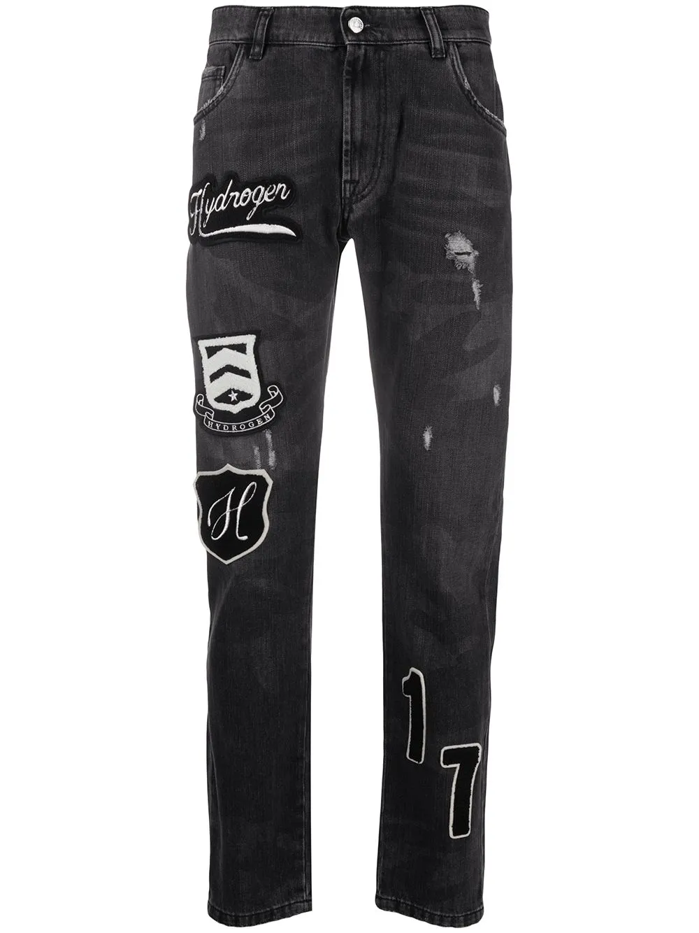 multi patch jeans