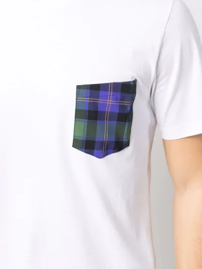 plaid-check print pocket T-shirt 