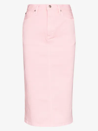 pink stretch denim skirt