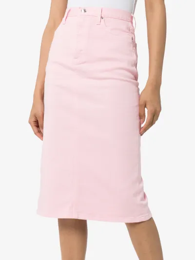 pink stretch denim skirt