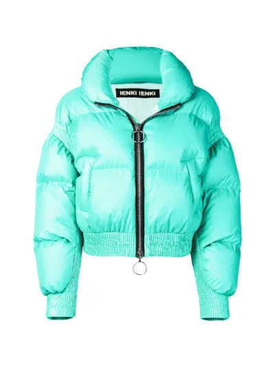 cropped green puffer jacket