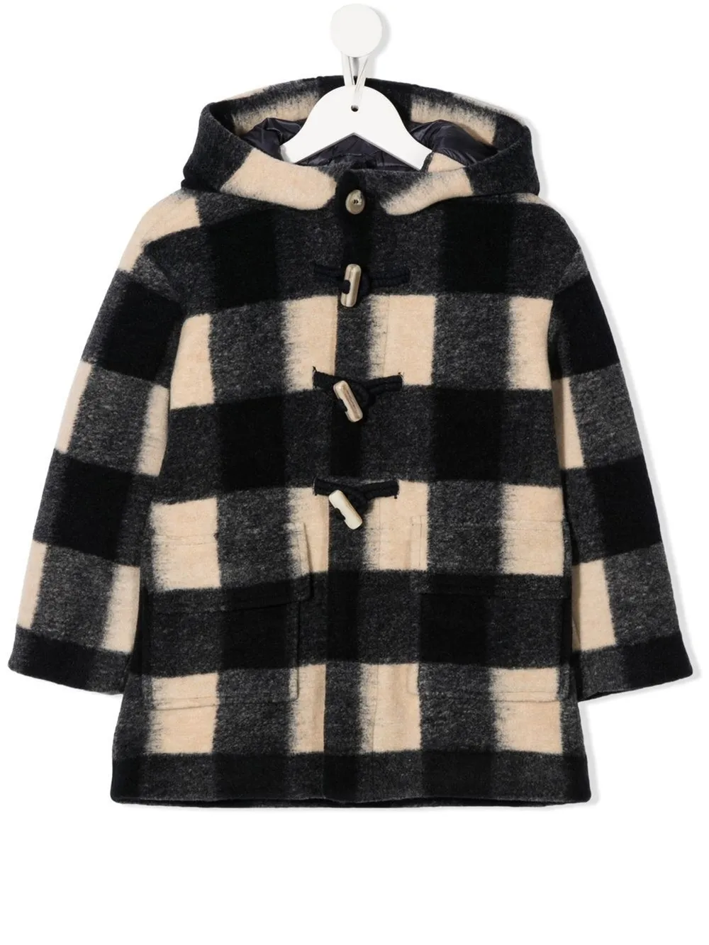 Checked hot sale hooded coat