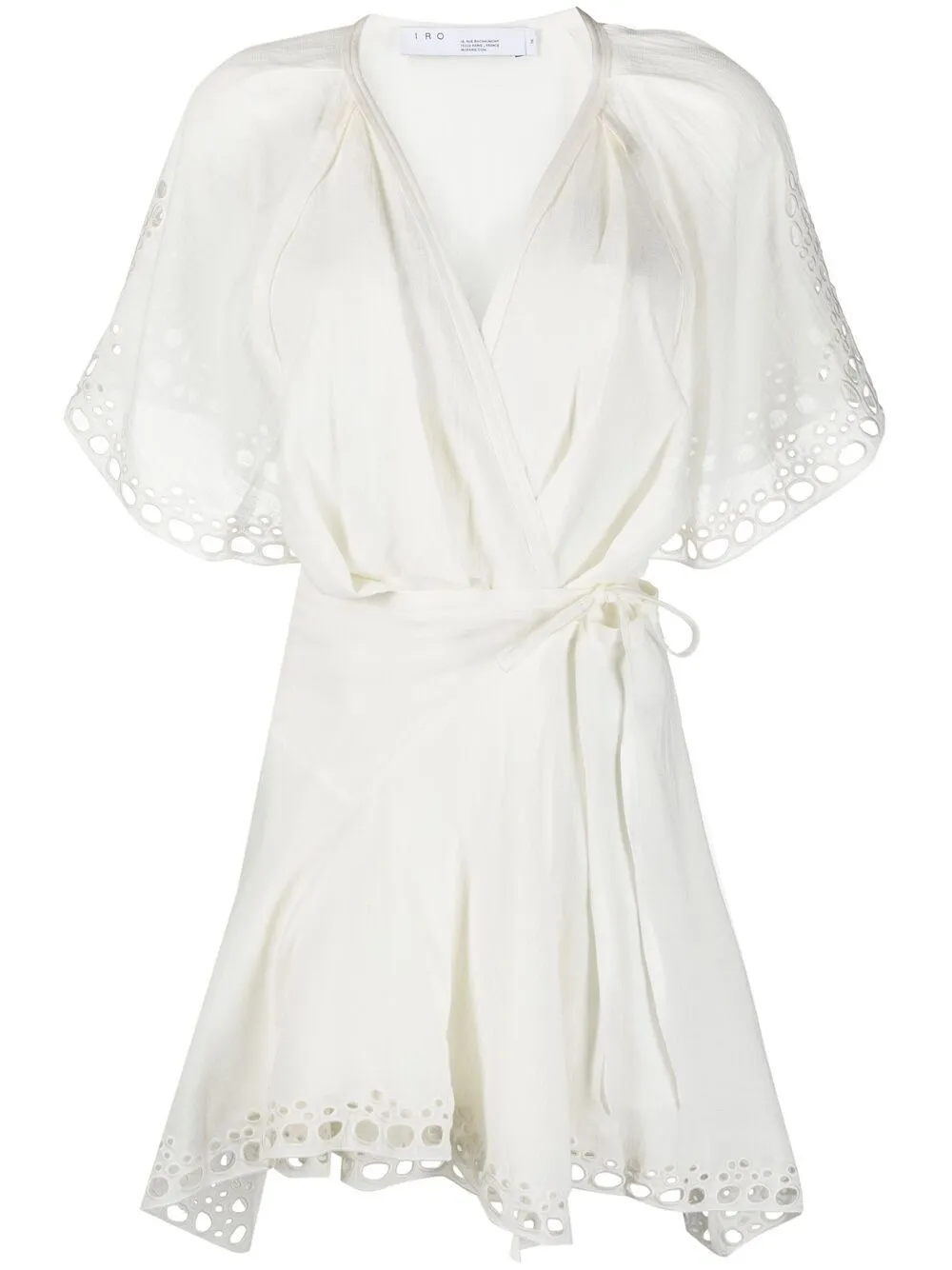 white embroidered wrap dress