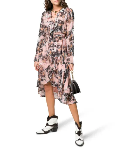 $450 Iro 36 Yonelia Floral store Ruffle MIDI Dress