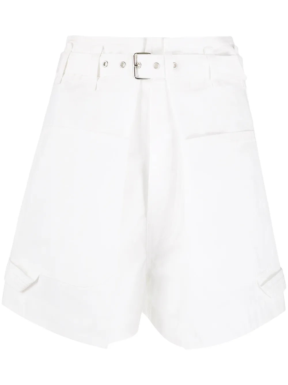 white flared shorts