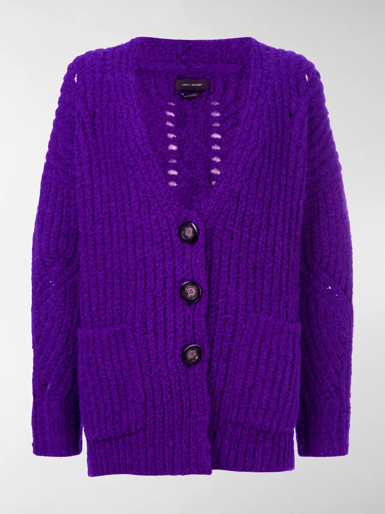 purple chunky knit cardigan