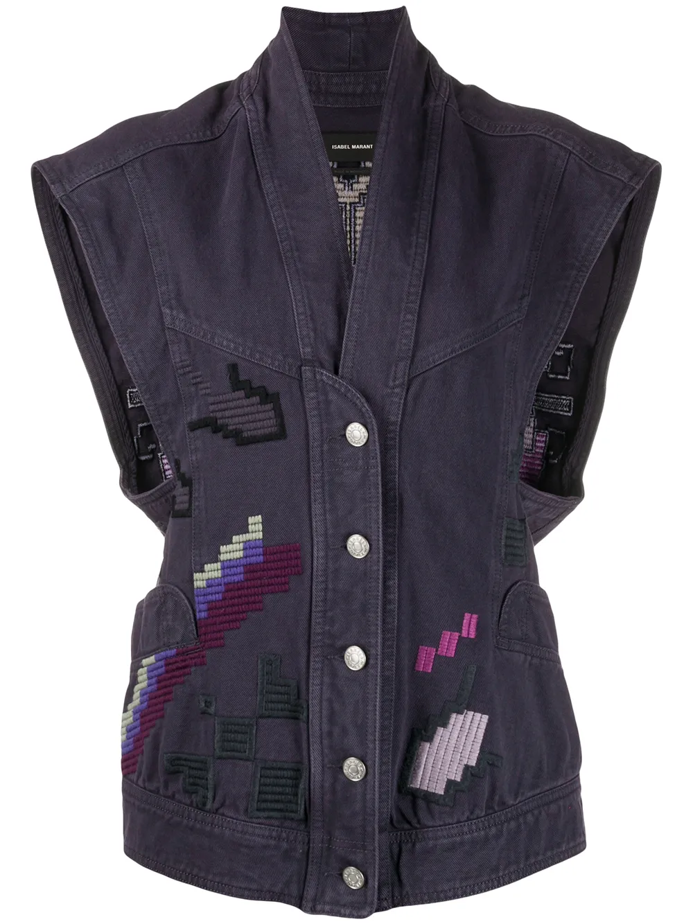 ISABEL MARANT denim geometric embroidered jacket | Eraldo.com FR