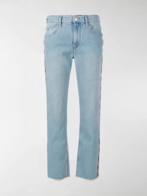 Isabel Marant Étoile - embroidered frayed jeans