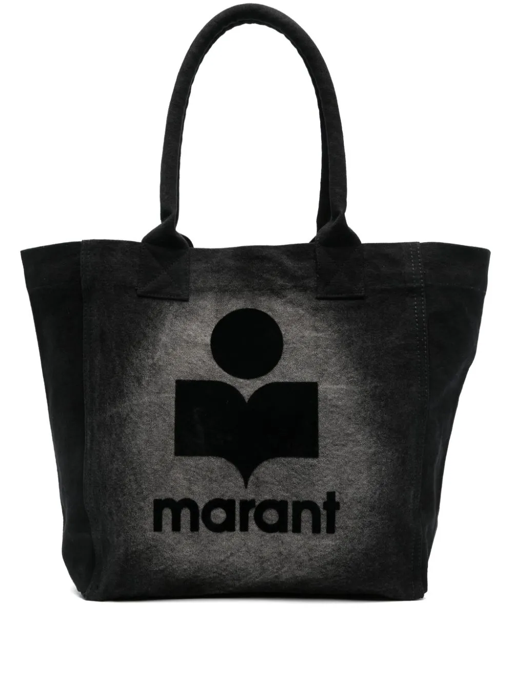 【送料&関税込】Isabel Marant Logo Flocked Open-top Tote Bag Black Yenky flocked cotton-canvas tote | ISABEL MARANT | NET