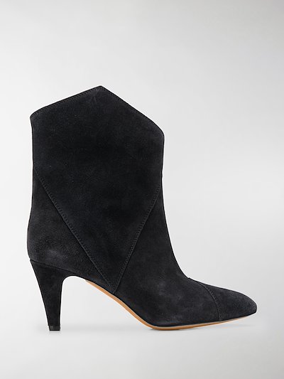 Isabel Marant Gometric Panel Mid Heel Boots Black Modes