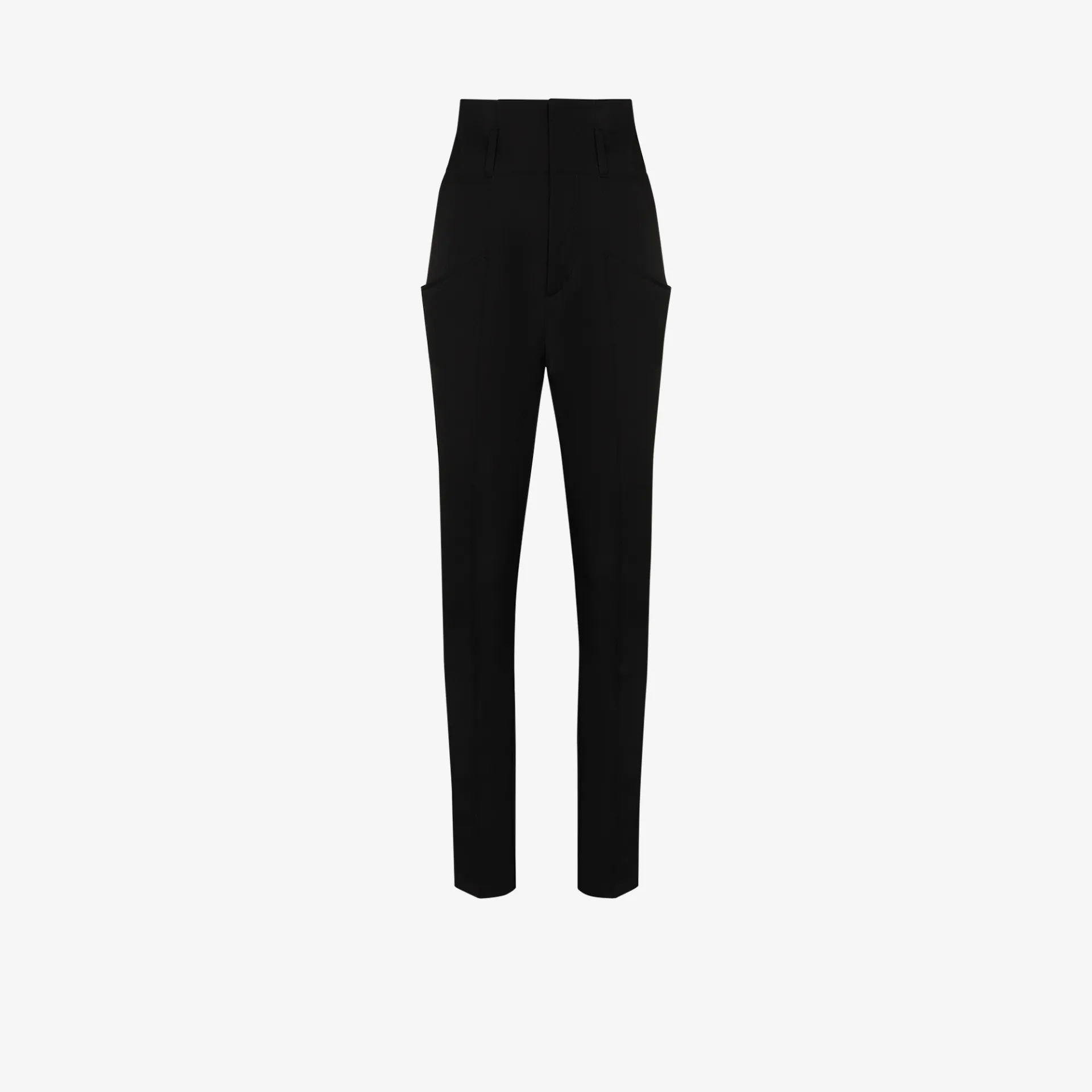 high waisted black slim leg trousers