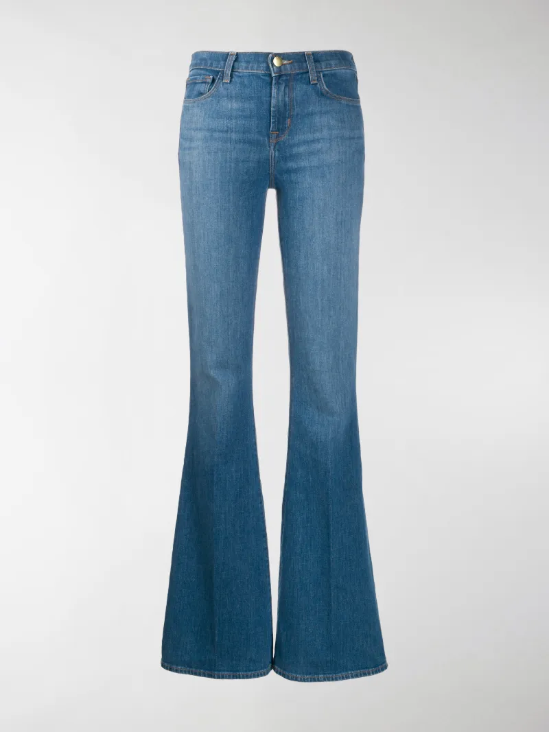 blue high waisted flared jeans