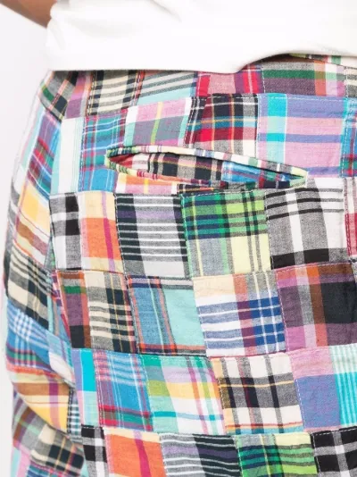 patchwork-design straight-leg trousers 