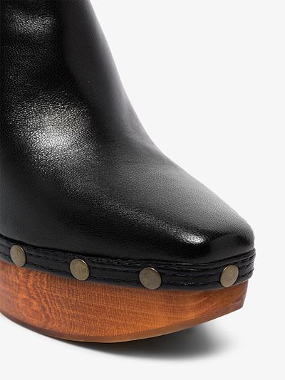 black leather clogs