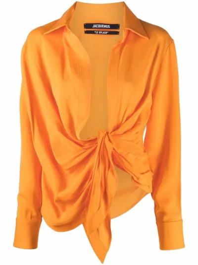 draped-knot long-sleeve shirt 
