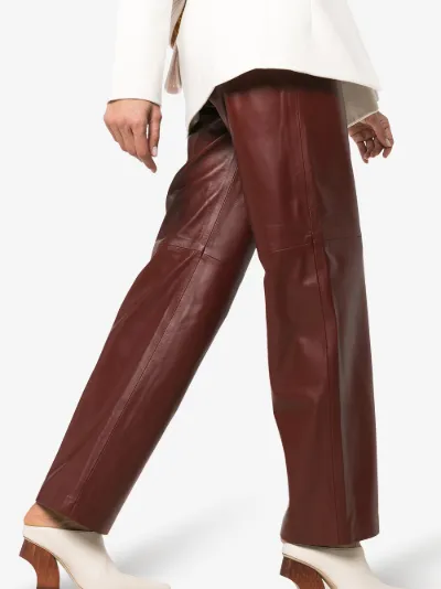 maroon leather trousers