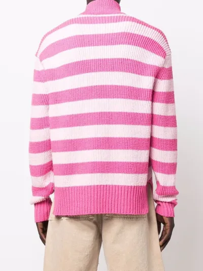 pink and white striped jumper