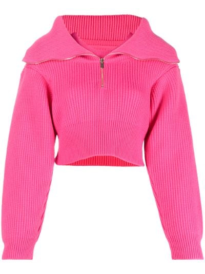 Neon pink cropped outlet jumper