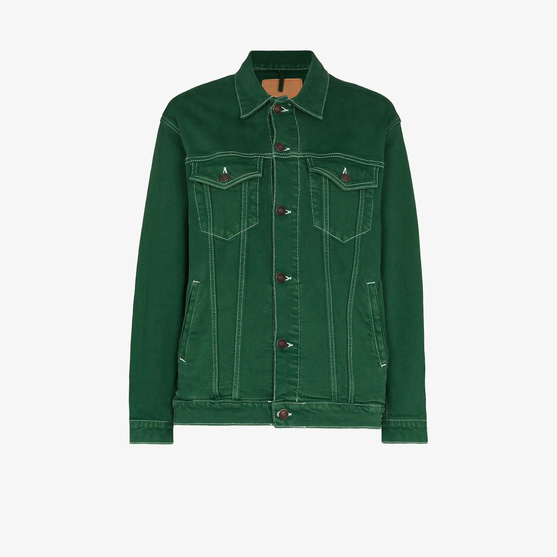 green oversized denim jacket