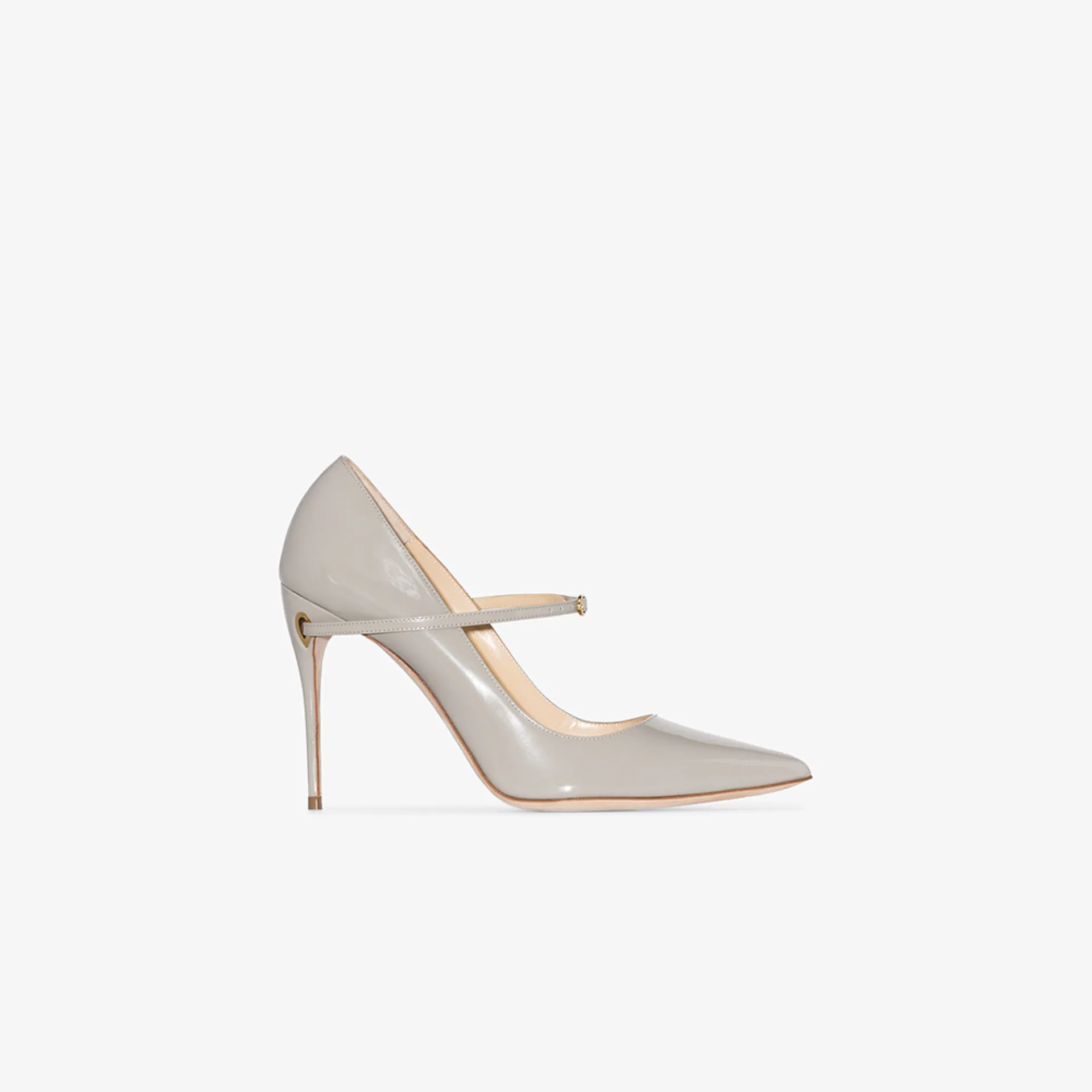 grey patent leather pumps