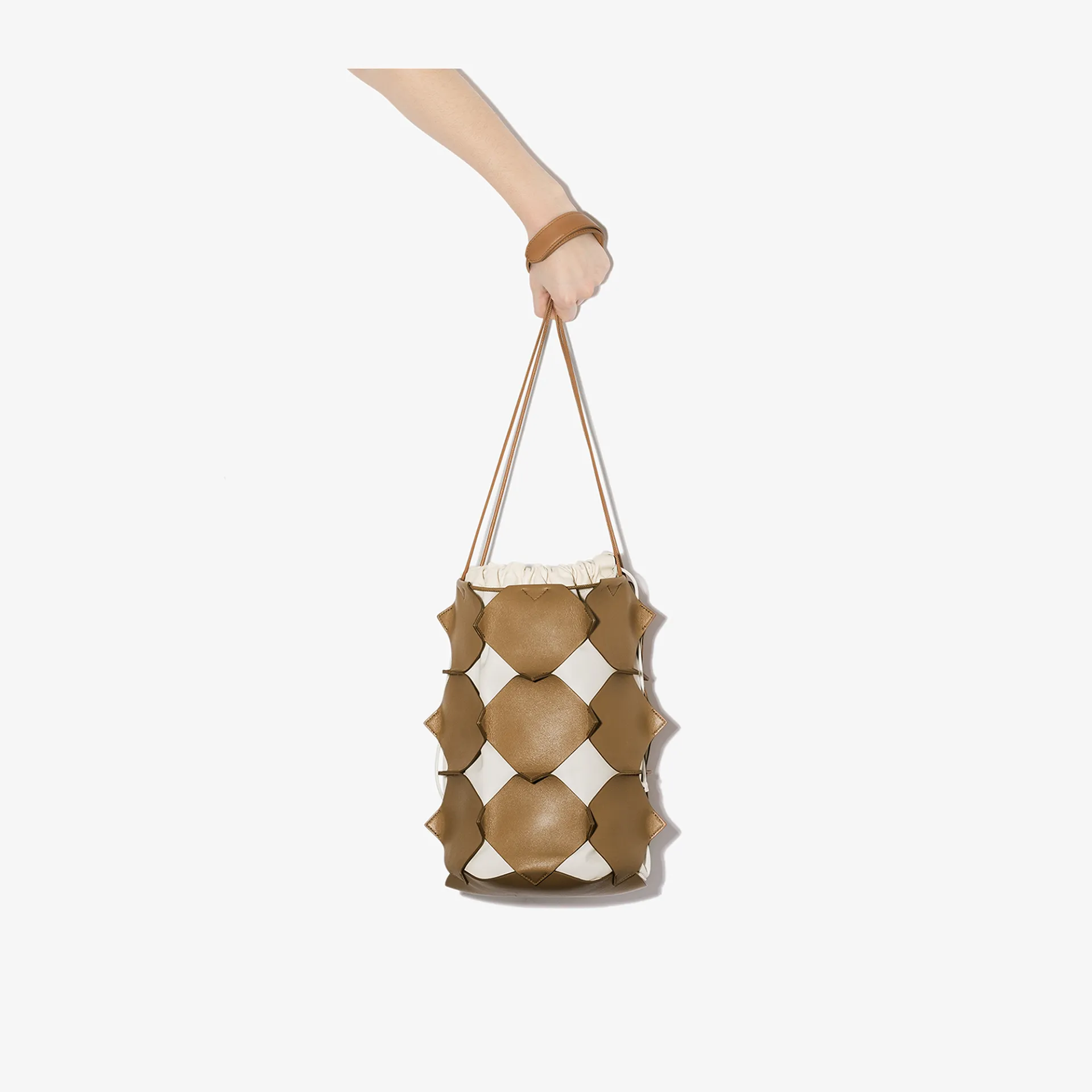 canvas and leather bucket bag