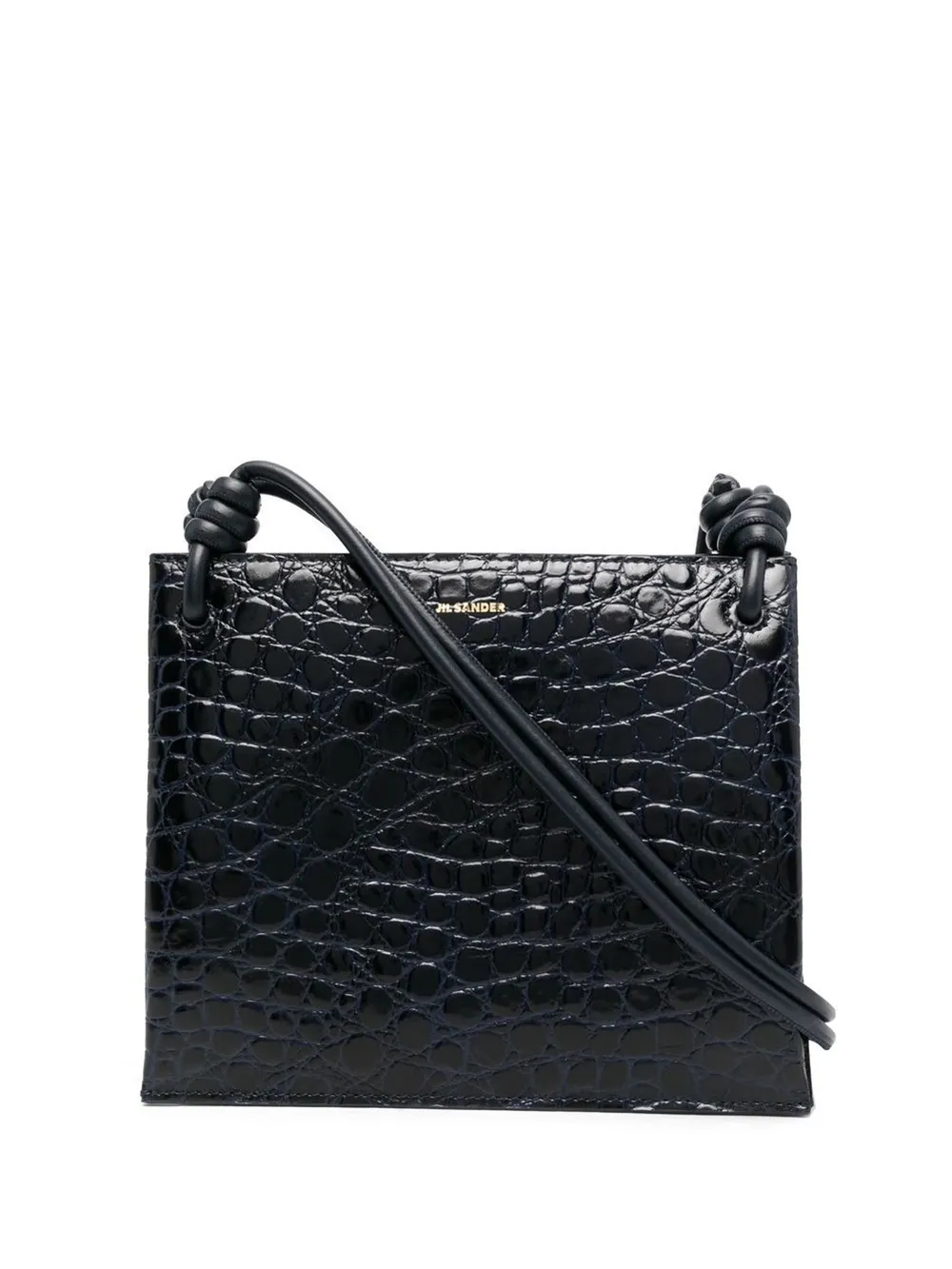 crocoembossed logo crossbody bag Jil Sander